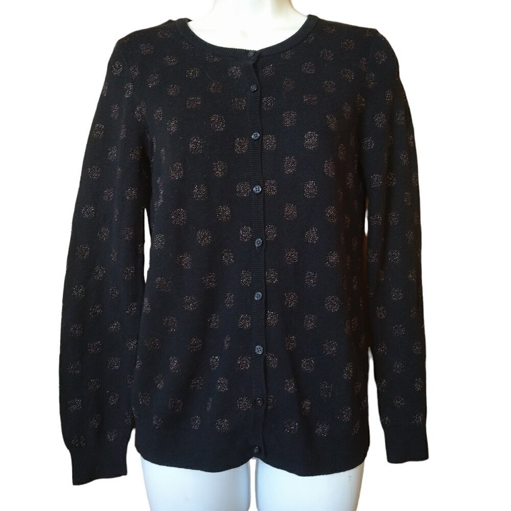 OLD NAVY Long Sleeve Glitter Metallic Button Front Cardigan Black Size Small